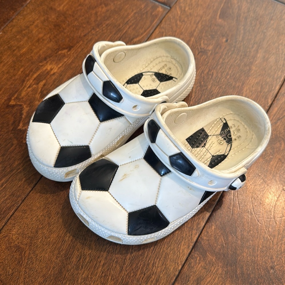 Soccer Crocs, size 10 child